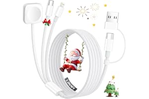 JOGRYTECE Travel Charger for Apple Watch, 3 in 2 Multi Charging Cable/Cord with Lightning/USB C/iWatch Charger, Travel Chargers for Multiple Devices, Compatible with iWatch Series/iPhone 17-8/iPad/AirPods 4FT