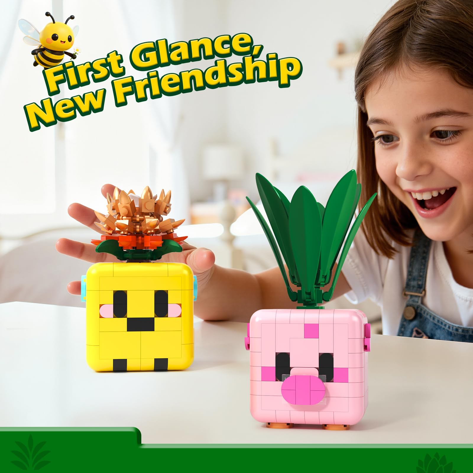 Plants Pflanzliche Botanik Bausteine - Kompatibel mit Lego Botanicals Pflanzen für Jungen & Mädchen als kreative Schreibtisch Bonsai Deko Ration, Weihnacht Geburtstags Geschenke für Mädchen 3