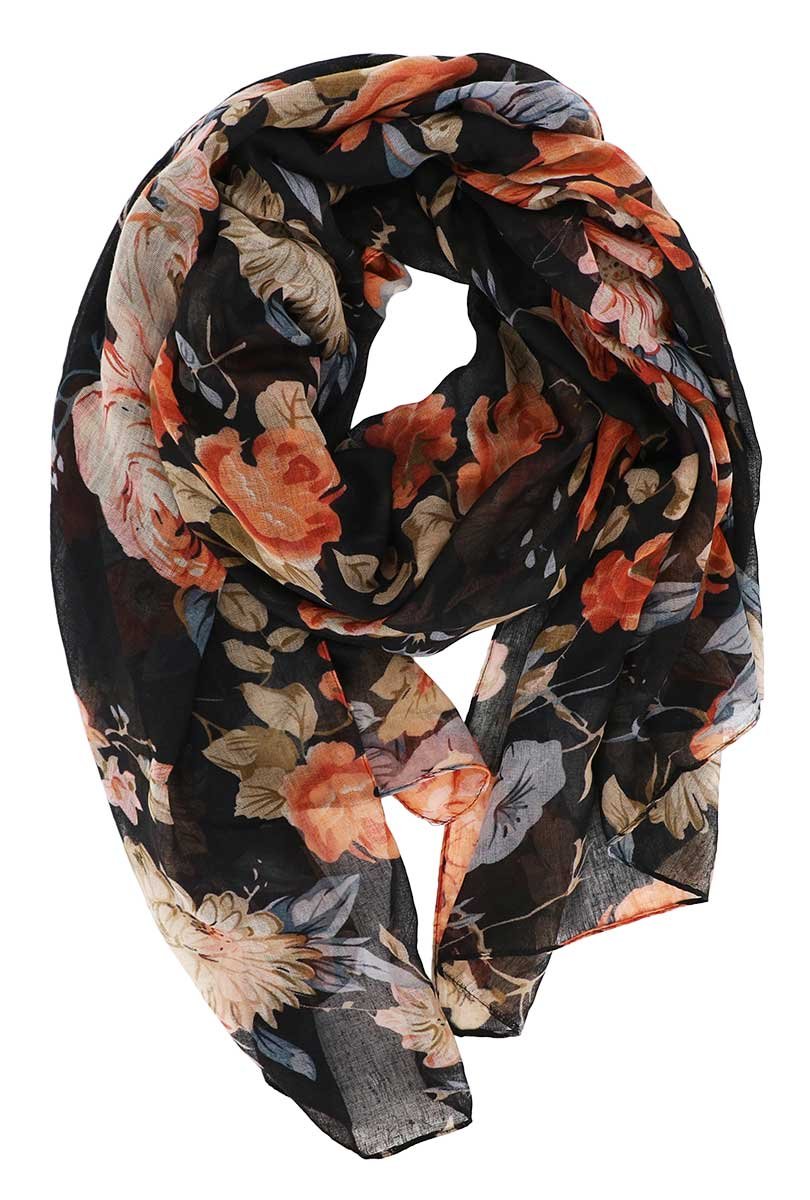 7 Seas Republic Women's Black Floral Oblong Scarf 7 Seas Republic Women's Black Floral Oblong Scarf