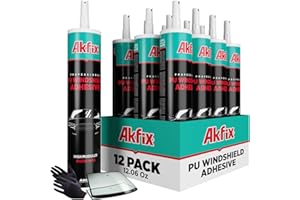 Akfix Urethane Windshield Adhesive Black (12x10.1 fl.oz.) - Fast Curing Car Window Sealant, High Bond Strength Auto Glass Sealant | 12 Pack