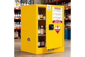 YTOXEO 12 Gallon Flammable Storage Cabinet, 23.5" H x 18.11" W x 18.11" D Thickened Galvanized Steel Flammable Safety Cabinet, Fire Safety with Adjustable Shelf, for Industrial and Home Use