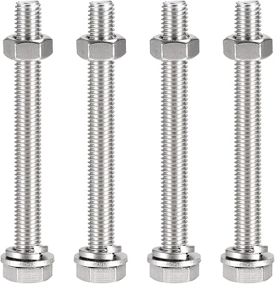 Sourcing Map M10 x 100mm Hex Head Screws Set 4 Kits 304 Stainless Bolts Nuts