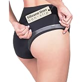 Non-Slip High Waist Briefs with Silicone Lines, Seamless Black Underwear, Polyamide, Cotton Gusset, Breathable
