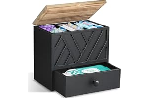 JORKOL Tampon Holder for Bathroom Decor, Feminine Product Organizer with Lid and Drawer, Shark Week Tampon Storage, Wood Pad and Tampon Organizer for Toilet Organizer, Bathroom Accessories Box for Girl Stuff