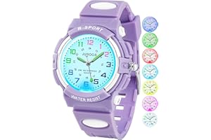 Juboos Kids Watch Analog for Boys Girls, Childrens Waterproof Soft Strap Kids Time Teaching Quartz Wristwatch for Ages 5-15
