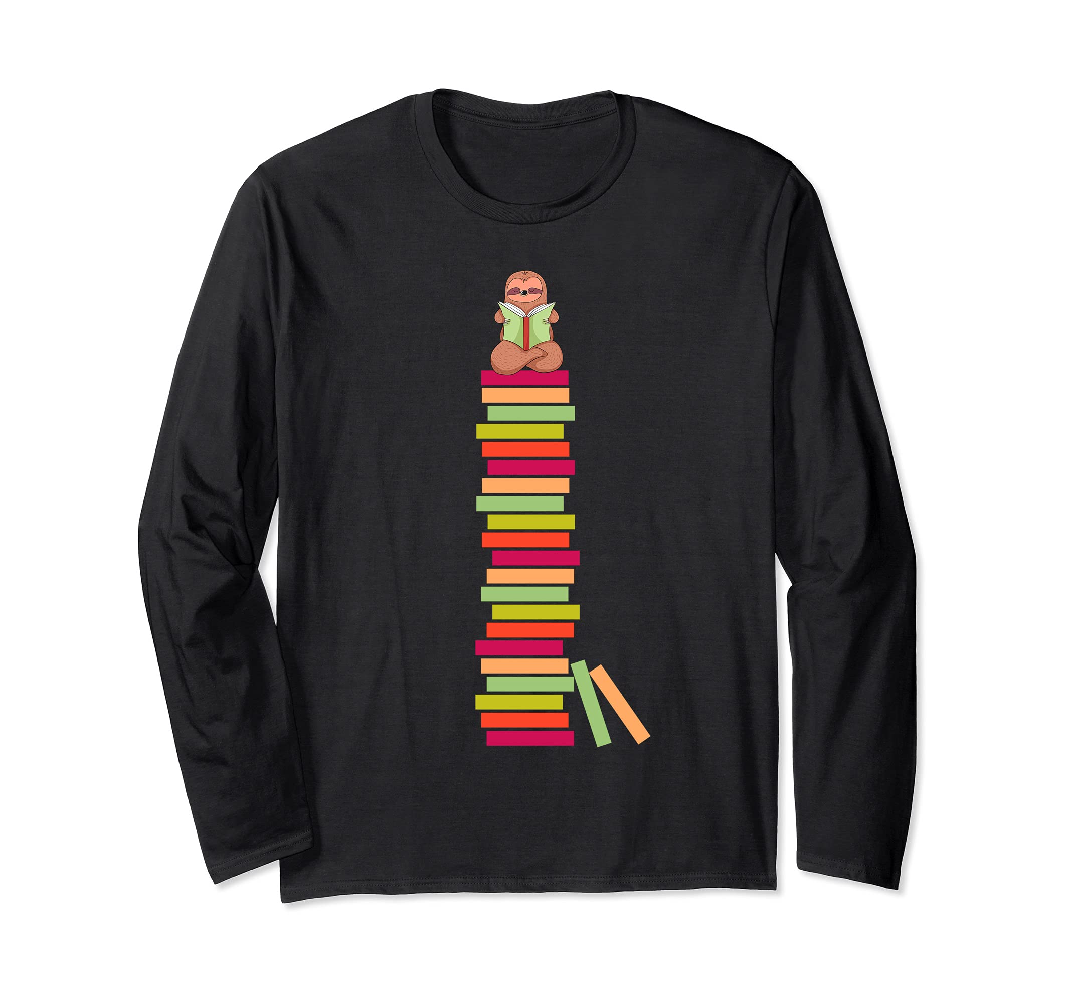 Books sloth read bookworm book Long Sleeve T-Shirt