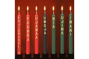 Sosation 7 Pieces Kwanzaa Kinara Candles Set with Words Kwanzaa Decorations 3 Red 3 Green 1 Black Winter Kinara Candles Celebrates African Americans Traditional House Decoration, 9.8 x 0.8 Inch
