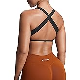 Aoxjox Women's Workout Sports Bras Square Neck Emma Cross Back Fitness Training Gym Bra Yoga Crop Tank