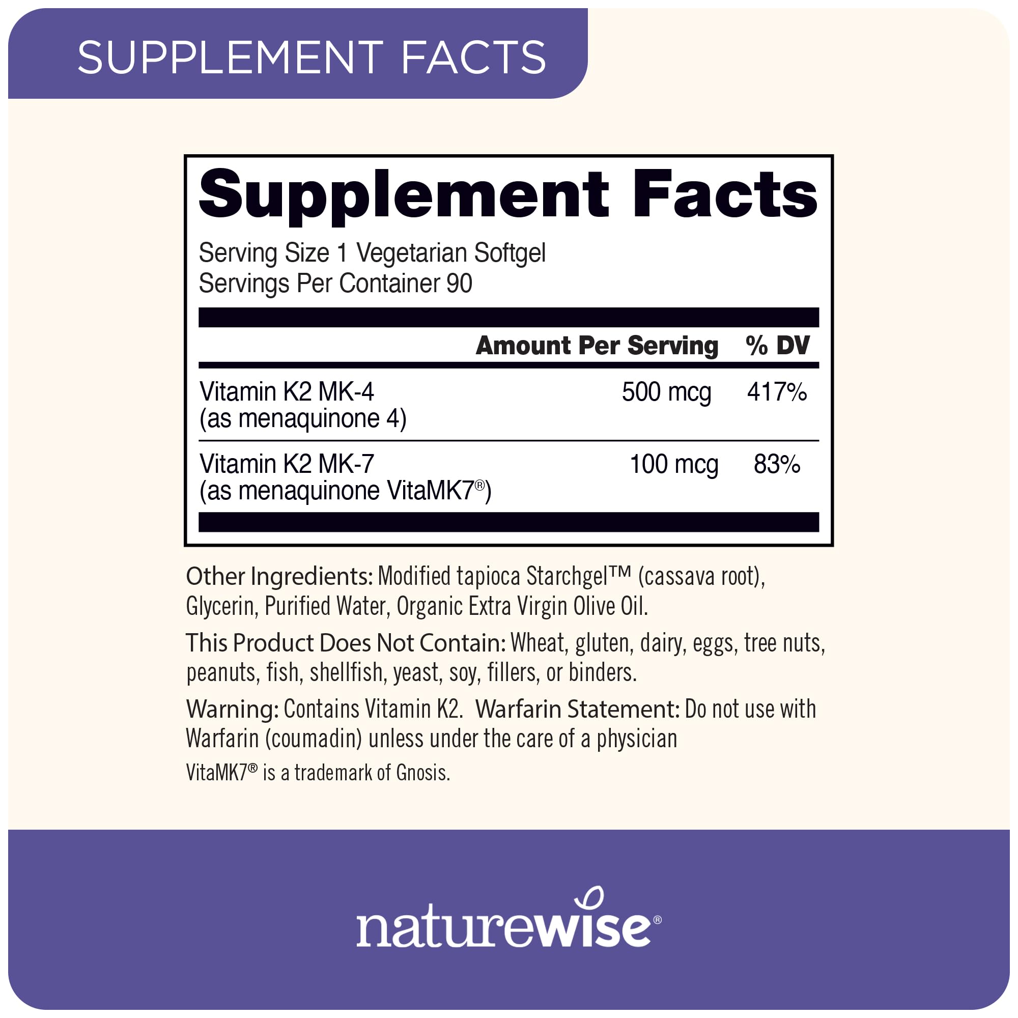 NatureWise Vitamin K2 + Vitamin D3 5,000IU (3 Month Supply - 90 softgels per Bottle)