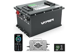 VATRER POWER 36V 105Ah LiFePO4 Golf Cart Battery, Built-in Smart 200A BMS, with Touch Monitor & Mobile APP, 4000+ Cycles Rechargeable Lithium Golf Cart Battery, Max 7.68kW Power Output, for Golf Carts