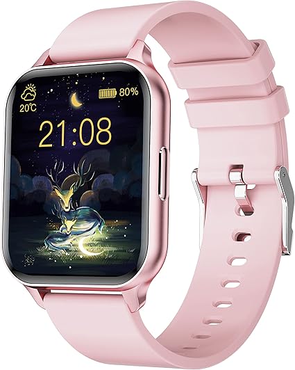 Amazon 21最新 スマートウォッチ レディース 腕時計 1 7インチ Bluetooth5 0規格 活動量計 24種類スポーツモード 電話着信 Facebook Line メッセージ通知 天気予報 音楽制御 Ip68防水 日本語対応 Iphone Android適用 Kooliy スマートウォッチ