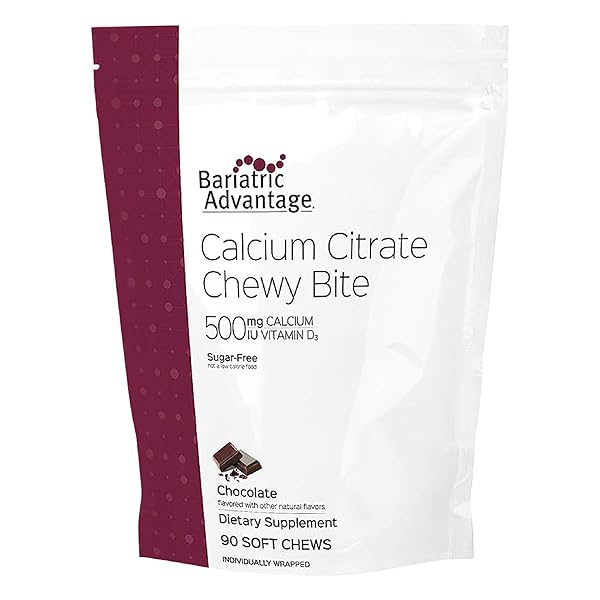 BARIATRIC ADVANTAGE CALCIUM CITRATE CHEWY BITES 500 MG – HIGHLY ABSORBABLE & DIGESTIBLE – VITAMIN D3 – EASILY CHEWABLE CALCIUM SUPPLEMENT – CHOCOLATE FLAVOR – 90 COUNT