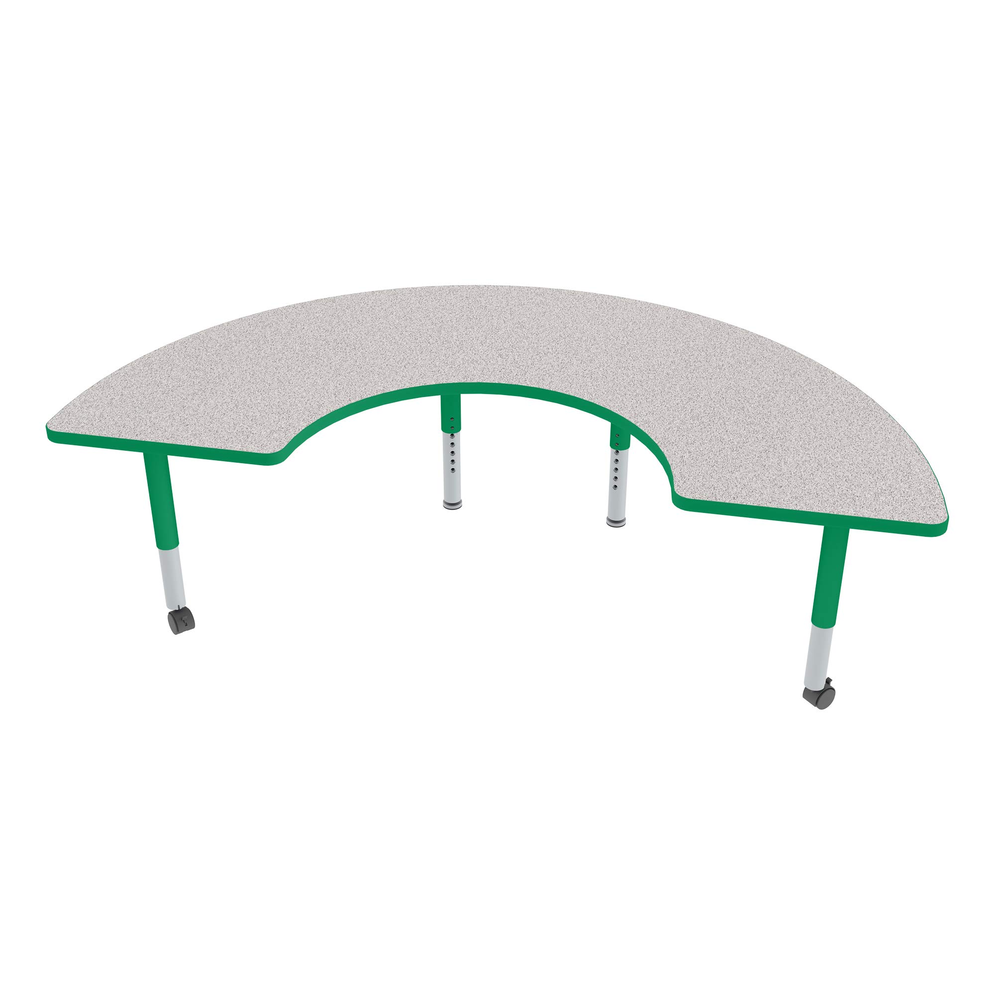Photo 1 of **LEGS ONLY NO TABLE TOP **Sprogs Adjustable Height Mobile Classroom Activity Table for Preschools, Half-Moon Preschool Activity Table with Casters, 36"D x 72"W x 23"H, Gray/Green