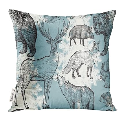Amazoncom Golee Throw Pillow Cover Forest Animals And