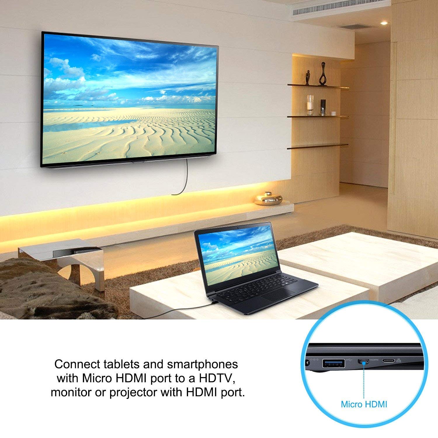 ANNNWZZD Micro HDMI to HDMI Cable 4k 60HzFor GoPro Hero 7 Black Hero 5 4 6, Raspberry Pi 4, Sony A6000 A6300 Camera, Nikon B500, Lenovo Yoga 3 Pro, Yoga 710 (2M): Industrial & Scientific