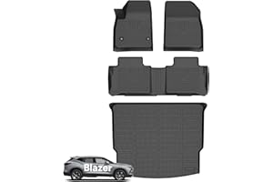 Wayhigh-for Chevy Blazer 2019-2024 2025 All Weather Floor Mats and Cargo Liner Set TPE Car Mats Waterproof Anti-Slip Rubber Trunk Liner Blazer Accessories