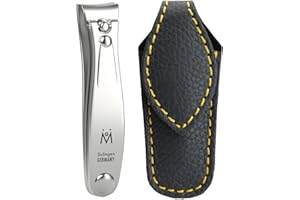GERMANIKURE Professional Nail Clipper - FINOX Surgical Stainless Steel Manicure and Pedicure Tools in Leather Case- Ethically Made in Solingen Germany - Travel Size Nail Care