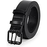 JASGOOD Men Double Prong PU Leather Belt Casual Work Heavy Duty Belt Double Grommet Holes Belt for Jeans