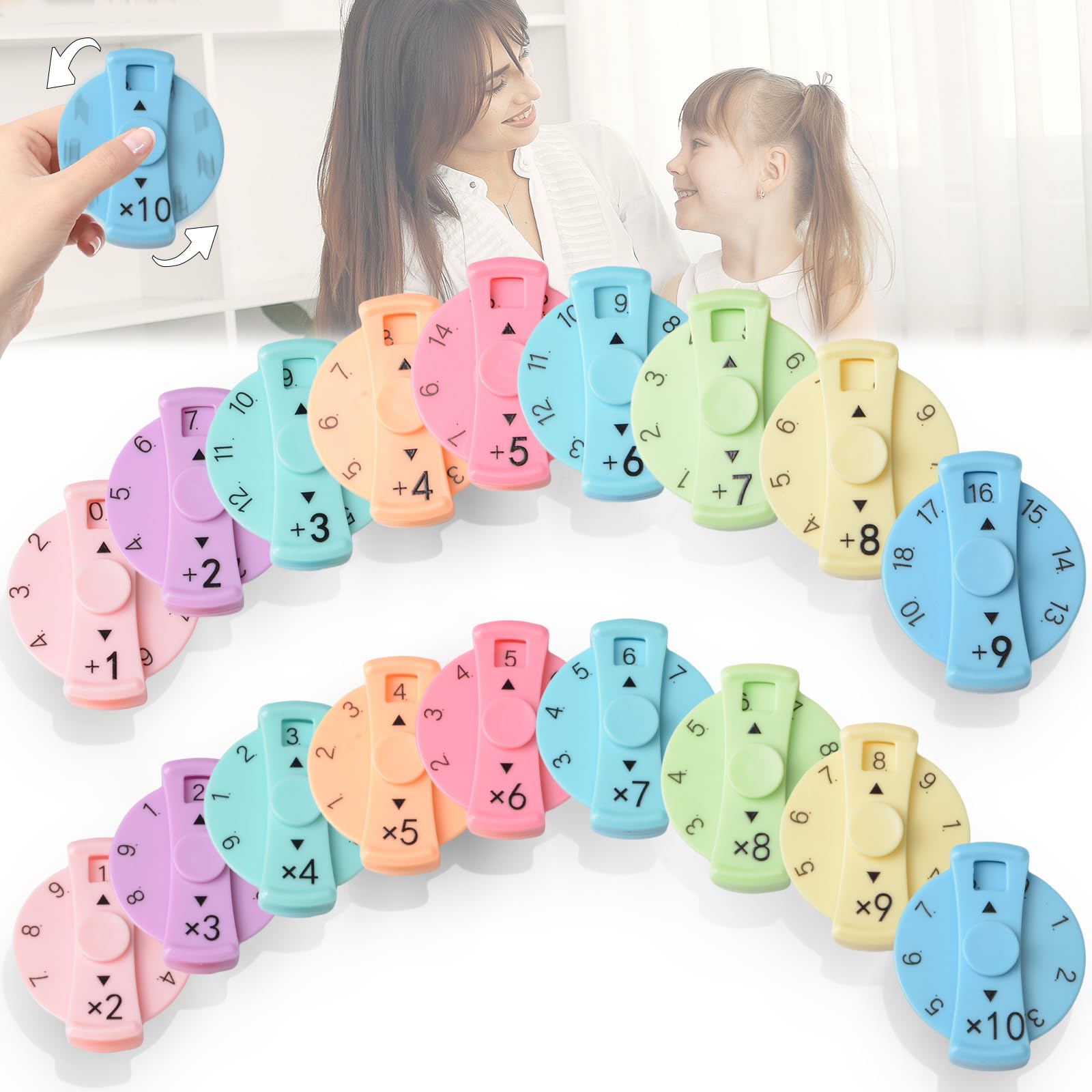 Photo 1 of 18 Pcs Math Fidget Spinners,,Fidget Toys for Kids Ages 3-12,Multiplication Fidget Toy for Kids Fidget Pop for Add, Subtract, Multiply & Divide Math Game,Math Games in Homeschool Classrooms