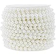 Mandala Crafts Faux White Pearl Beads Roll - 6mm Fake Pearls Chain Spool - 27 Yds Strand of Pearls String of Pearls Garlands for Christmas Tree Wedding Party Decoration