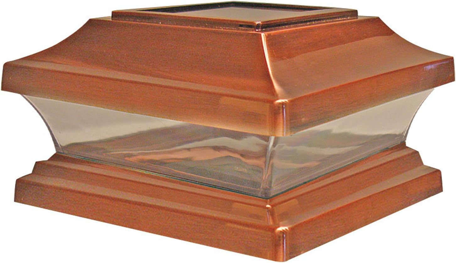 WoodwaySolar Post Cap, in Copper, fits 5.5" Post, with Powerful LED Light and Wide Area Coverage, 1 PC