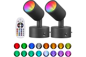 Delbarton 2 Pack LED Spot Lights Indoor Spot Lights Accent Lighting, RGBW Color Changing Up Lights Indoor Remote Control Plant Spotlight Decorative