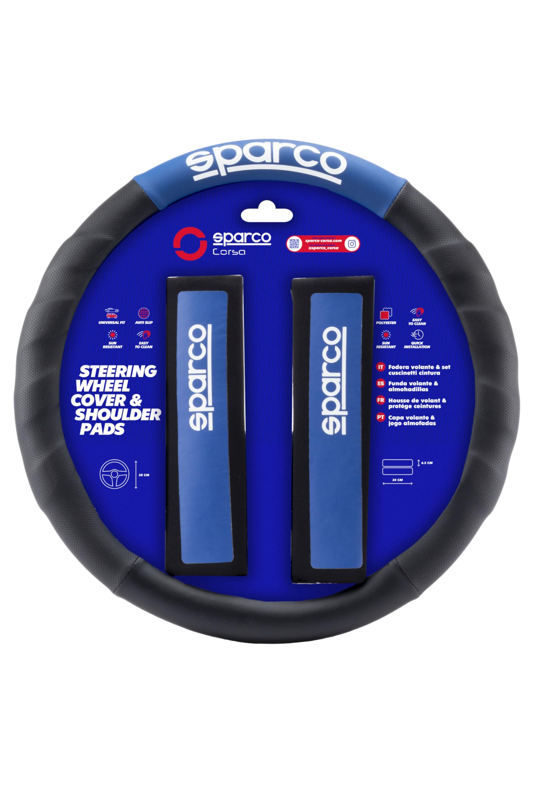 SPARCO SPC1111KAZ Set of 2 Pads + Covers Steering Wheel, Blue