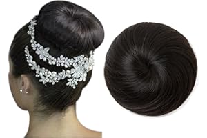 SARLA Black Brown Hair Bun Extension Updo Drawstring Ballet Buns Hair Pieces for Women Lady Synthetic Donut Chignon
