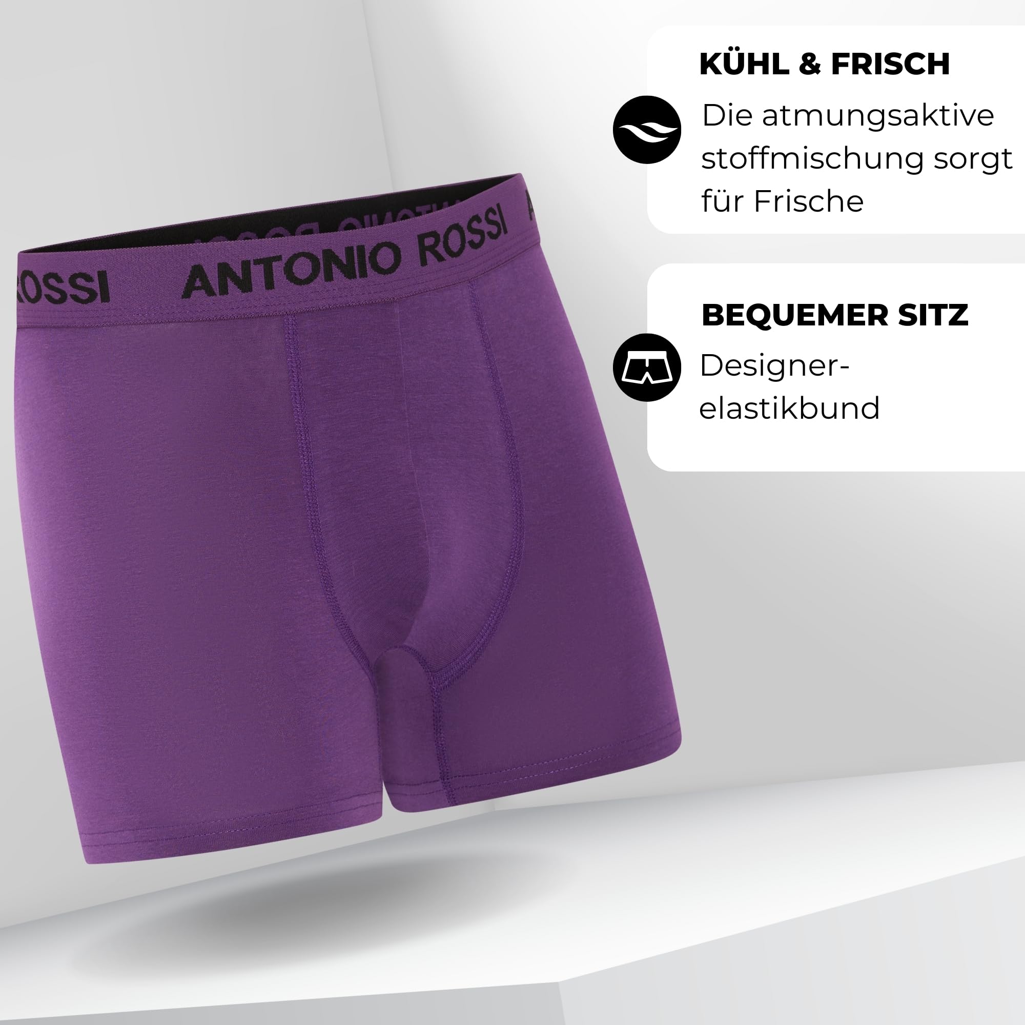 ANTONIO ROSSI Herren (12er-pack) Herren-boxer-hipster Fitted Boxer Hipsters, Schwarz, Blau, Grau, Grün, L EU 5