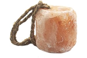 MUYG Himalayan Salt Lick Natural Minerals Block on Rope for Horses,Cattles,Deer,Goat and Other Livestock Long Lasting Original Pink Salt Lick (2.4-3.3 lbs)