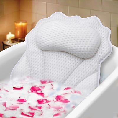 RUVINCE Bath Pillow with 4D Air Mesh, Ergonomic Neck Shoulder Support