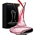 Large Elegant Red Wine Decanter Aerator Pourer - 100% Hand Blown Lead-Free Clear Crystal Glass - Wine Carafe Bottle, Wine Lovers Accessory Gift - 1600ml.