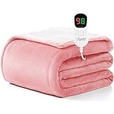 Homemate Electric Heated Blanket Full - 72"x84" Heating Blanket Full Size 1/2/4/6/8 Hours Auto-Off 10 Heat Level Over-Heat Protection Flannel Sherpa Big ETL Certification