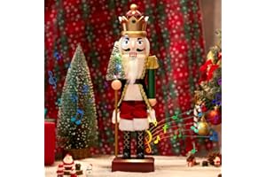 Biupky 15" Nutcracker Christmas Decor Music Box with Light and 8 Christmas Songs, Nutcracker Gifts Christmas Decorations for 