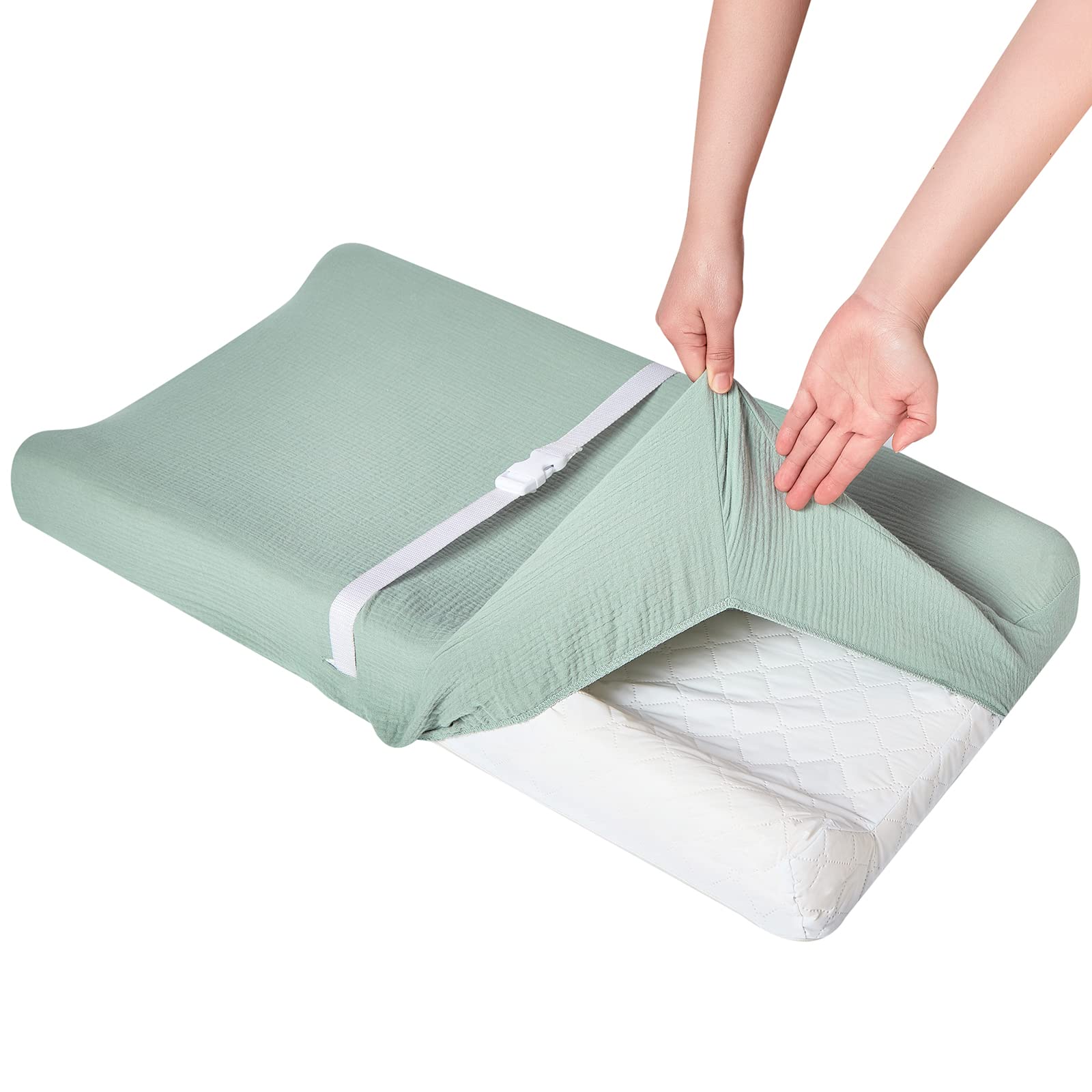 Muslin Changing Pad Cover,Ultra Soft Breathable Diaper Changing Table Cover for Baby Boys Girls,Neutral Fitted Changing Pad Sheets