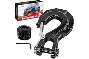 Nilight Forged Steel Winch Hook 3/8" Grade 70 Safety Latch Winch Cable Hook Stopper & Clevis Slip Hook Sets, Included Allen Wrench,Max 35,000 lbs,Black