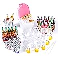 HSJH 71 Pcs Miniature Ice Cubes Beer Bottles and Mini Drink Soda Pop Cans House Accessories for Fairy Garden Pub Bar Cake Decoration 1/12 Doll House Barrel Pretend Play DIY Party Toys Red Wine