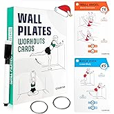 COARVXA Wall Pilates Workouts for Women-58 Exercise Cards with Pilates Mat Workout Postures,Includes 4-Week Challenge,2 Rings& Dry-Erase for Easy Organization-Home, Gym or Studio