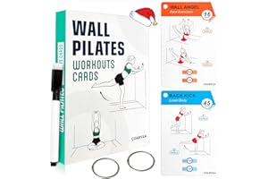 COARVXA Wall Pilates Workouts for Women-58 Exercise Cards with Pilates Mat Workout Postures，ncludes 4-Week Challenge,2 Rings& Dry-Erase for Easy Organization-Home, Gym or Studio (green)