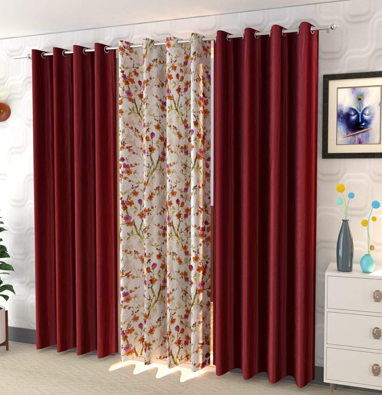Pearl Collection Set of 3 Curtains Amazon.in