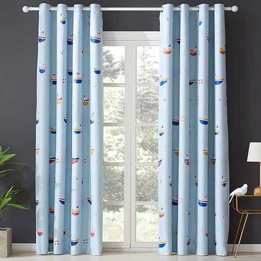 Topfinel Boot Kinder Vorhange Junge Blickdicht Mit Osen Junge Blau Verdunkelungsvorhang Mit Osen Dekoschal Fur Kinderzimmer 2er Set Je140x245cm Bxh Blau Amazon De Kuche Haushalt