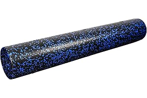 NEXO Fitness High-Density Round Foam Roller for Muscle Soreness Recovery, Exercise, Massage - 18", 24", 36" Blue Fleck (36 Inch)