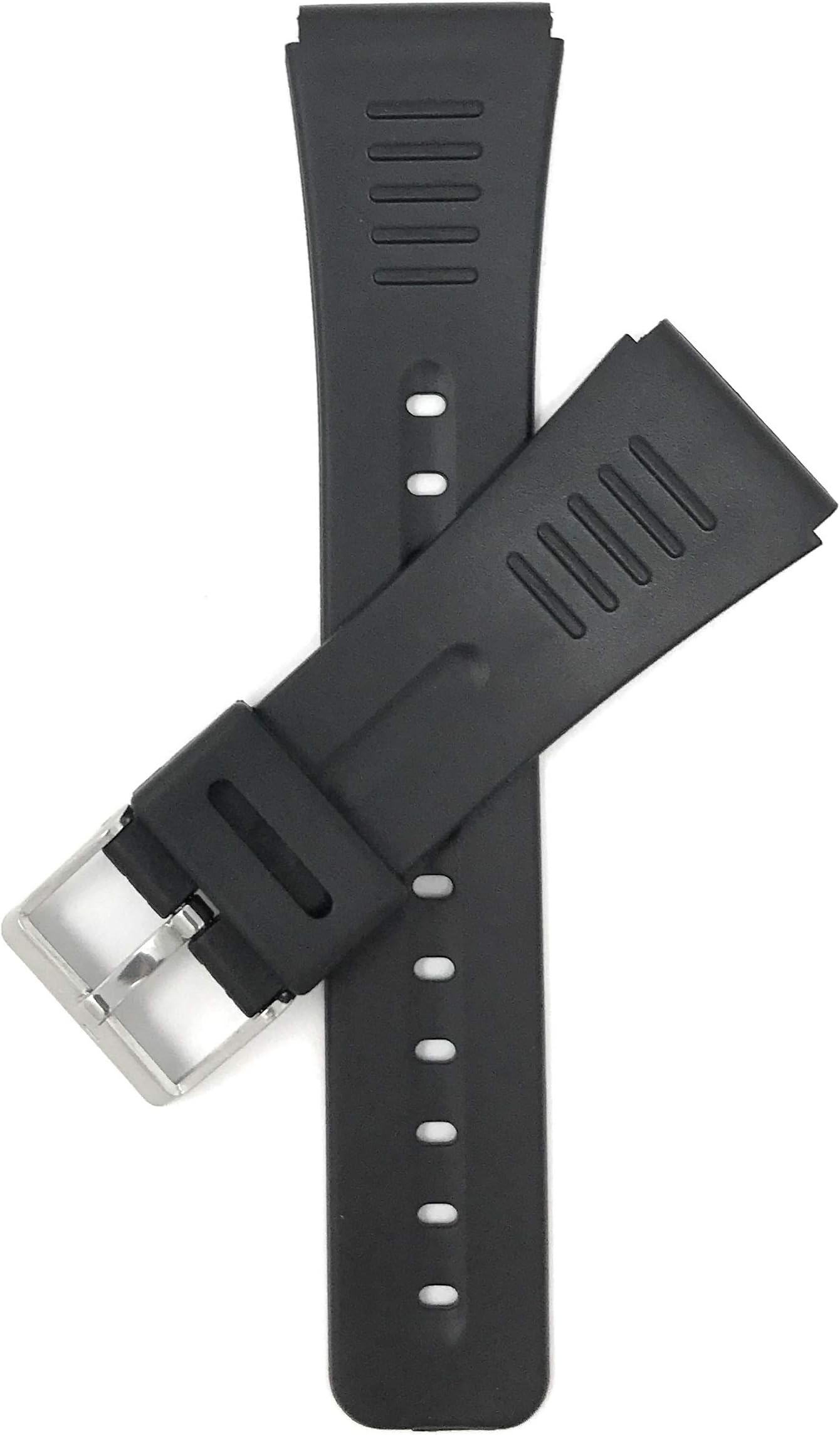 Bandini 18mm Rubber Watch Band, Black, Sport Fits Casio Databank and More, 2 Spring Bars Included