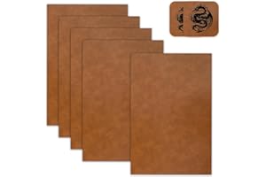 GRLITRA 5 Pack Laserable Leatherette Sheet Faux Leather Laser Engraving Leather Blank Hat Patches with Heat Press Adhesive for Laser Engraving DIY Hat Cap Beanie UV Printing Craft Supplies (Bourbon Brown)