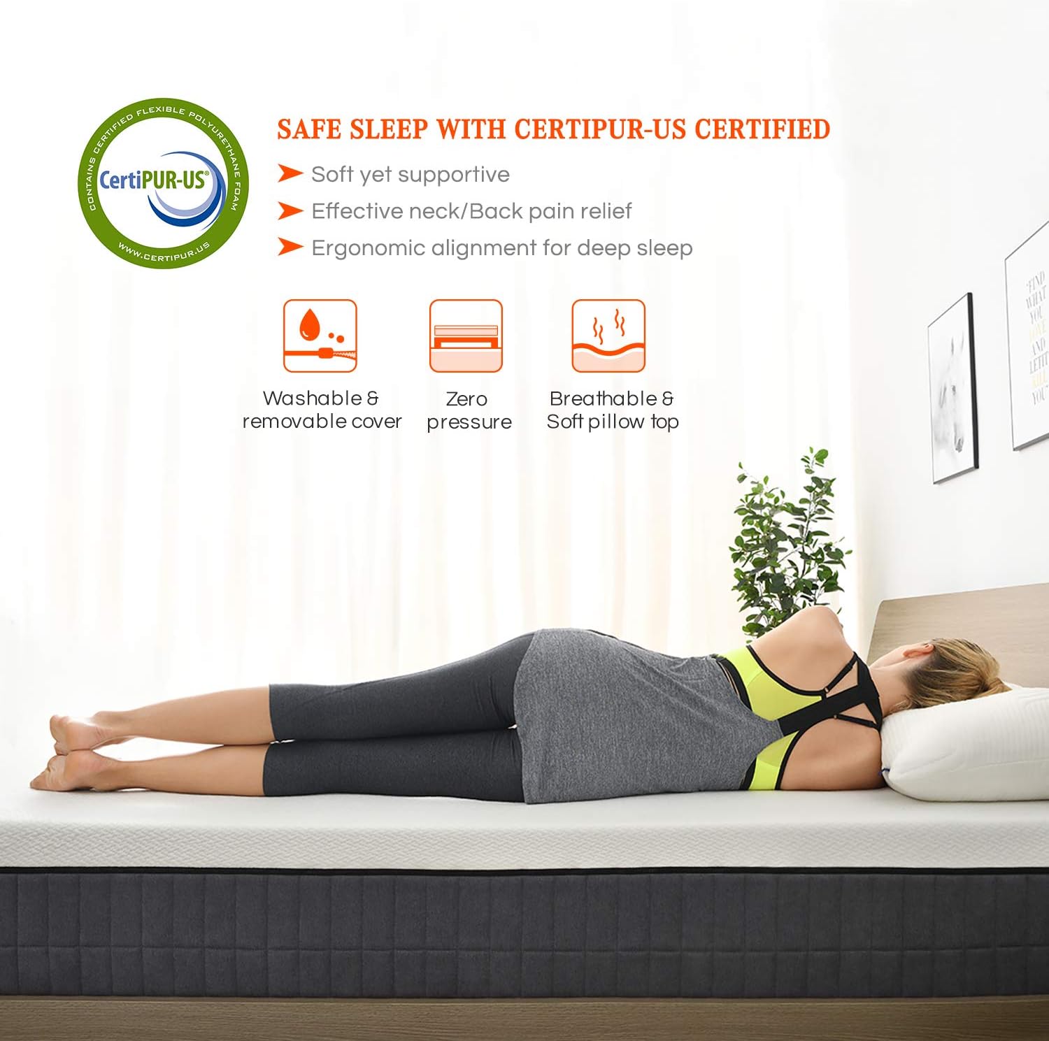 Queen Mattress,Sweetnight 12 Inch Queen Size Mattress in Box,Pillow Top Gel Memory Foam Mattress for Motion Isolation & Cool Sleep, Removable & Washable Mattresses Cover,Sunkiss: Furniture & Decor