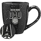 Rico Industries NHL Hockey Boston Bruins Dad 16 oz Team Color Laser Engraved Speckled Ceramic Coffee Mug