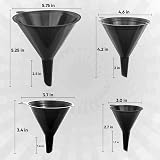 LIQVEE Funnel Set 4 Sizes 122/101/76/50mm Black Food-Grade Plastic view 3