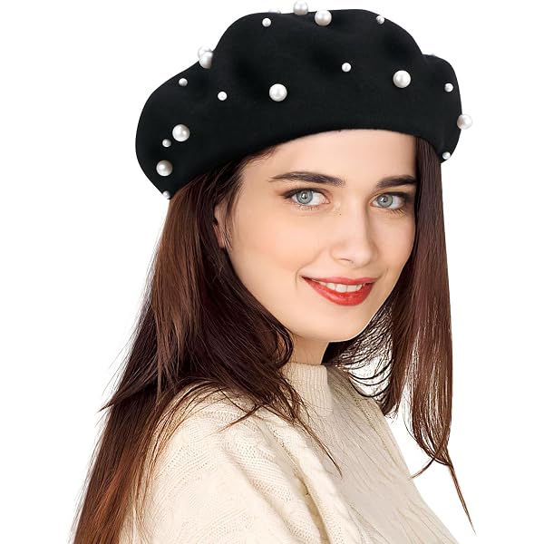 Amazon.com: GK-O Vintage Handmade Wool Punk Iron Ring Beret  display picture 1