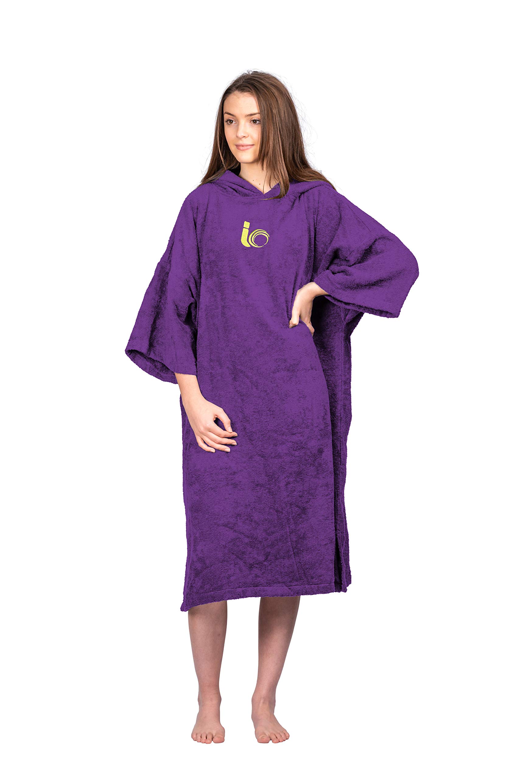 Beach Changing Robe - Premium 100% Cotton Poncho For Surfing, Swimming, Triathlon, Indoors and Outdoor Activities - Adults (Purple)