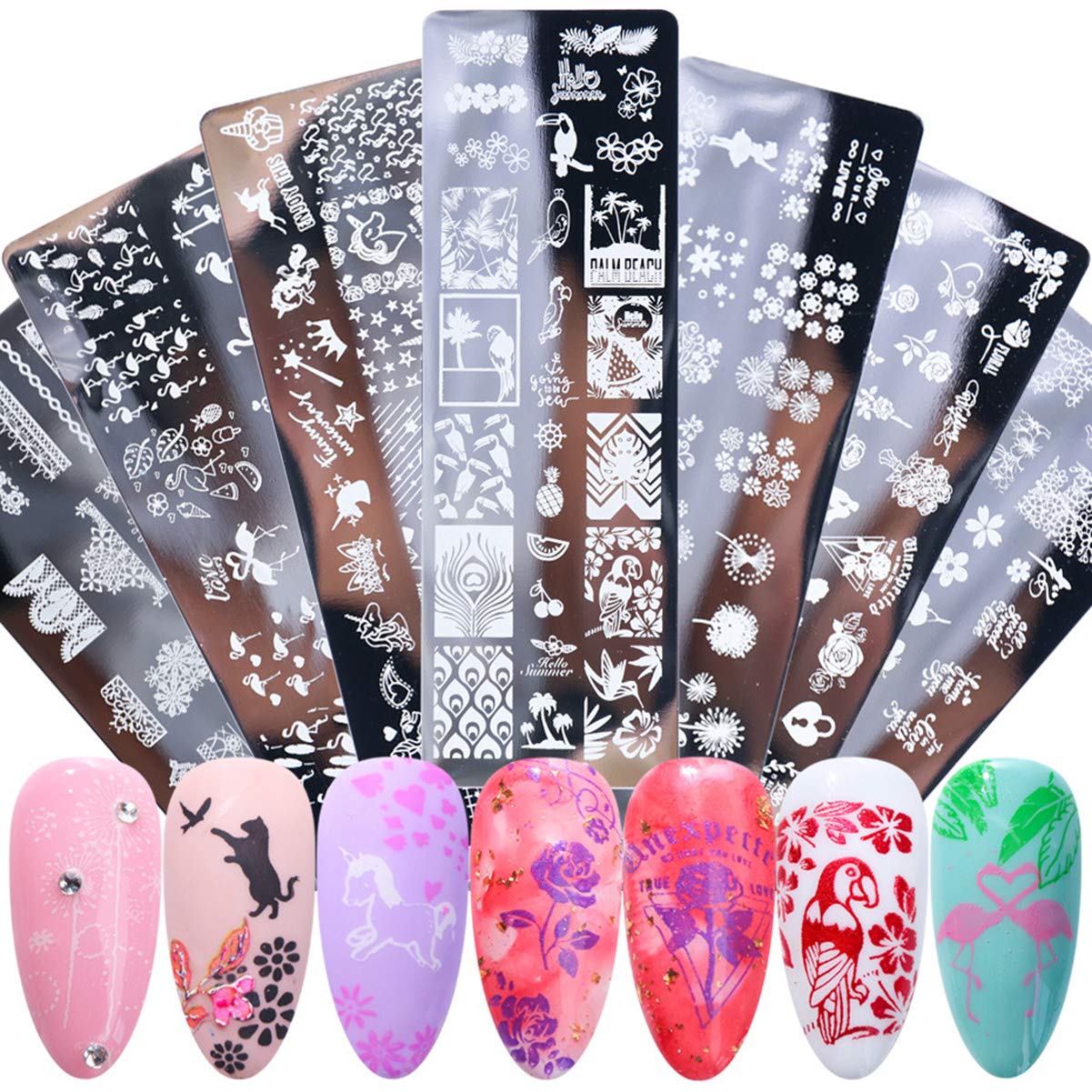 Dancepandas Stempelplatte Nägel 7PCS Nagel Stamping Schablone Stamper